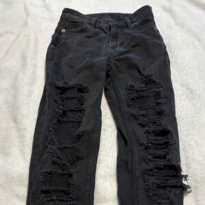 American Eagle Outfitters Black Distressed Skinny Jeans